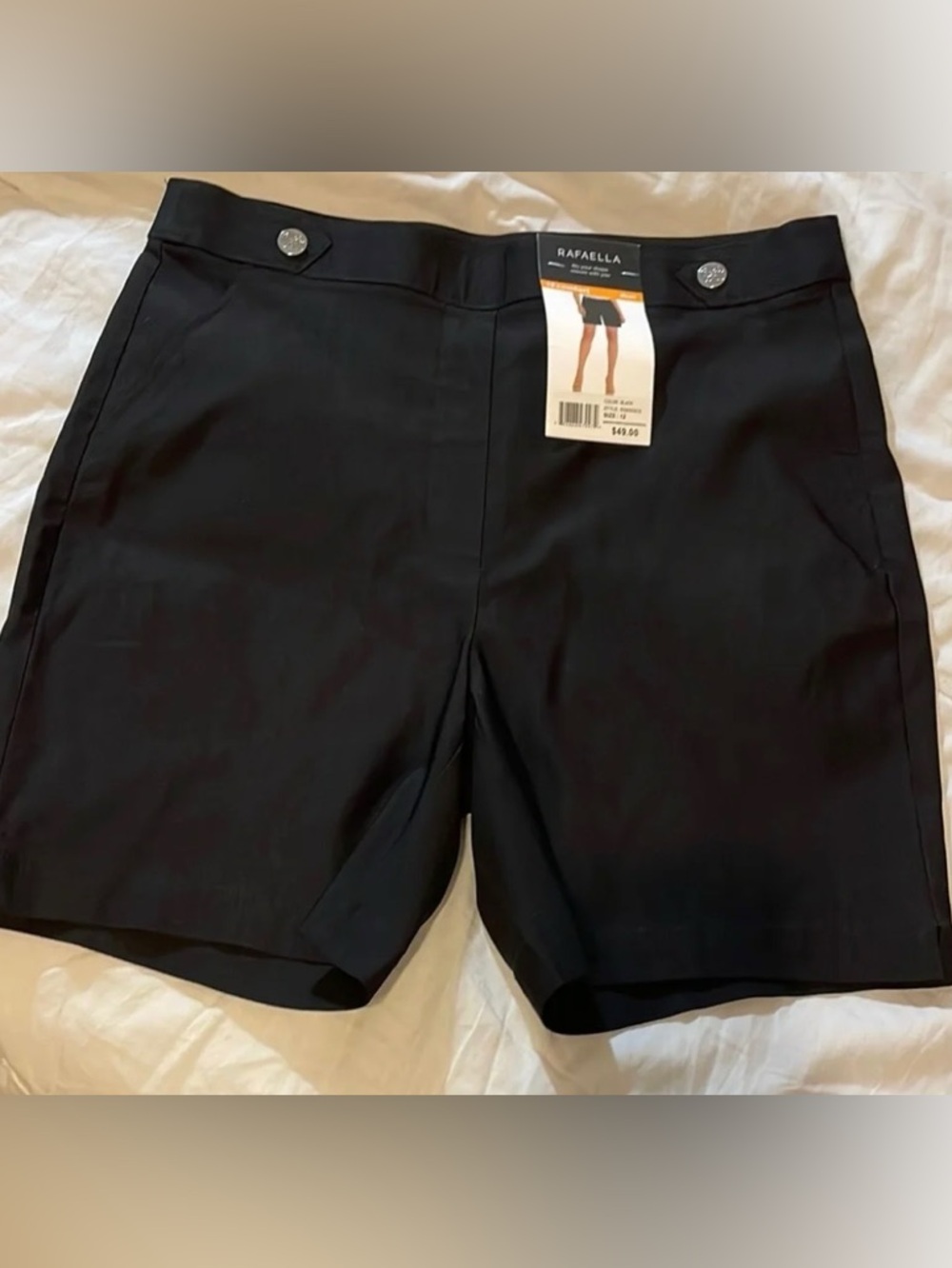 Rafaella Black Pull On Bermuda Stretch Shorts‎ Size 12 NWT